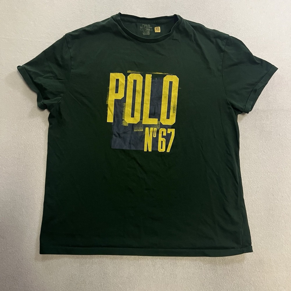 Polo Ralph Lauren No 67 Graphic T-Shirt Mens Size Large Green Classic Fit Cotton